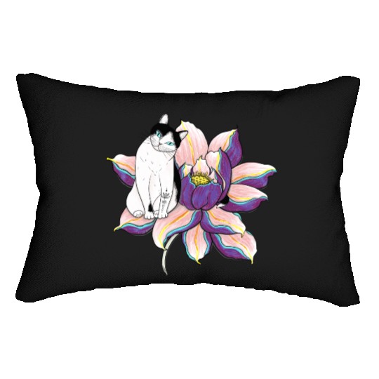 Lotus Cat Lumbar Pillows