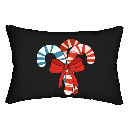 Candy Cane Christmas Bow Lumbar Pillows