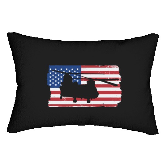 CH47 Chinook Military Helicopter American Flag Lumbar Pillows