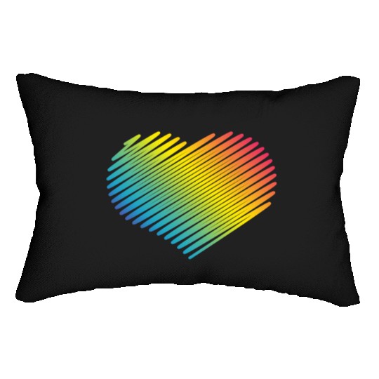 Rainbow Heart (Love / Scribble / PNG) Lumbar Pillows
