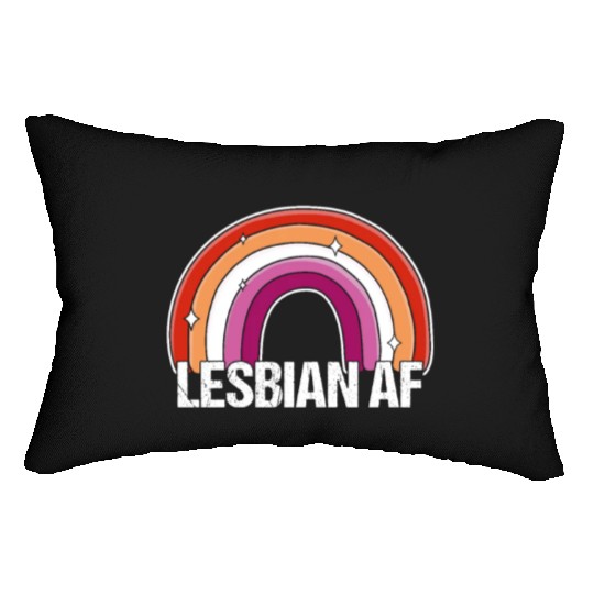 Lesbian AF Gay Girls Pride Flag Rainbow Lumbar Pillows