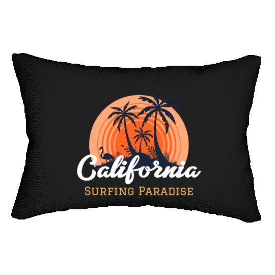 California surfing paradise Lumbar Pillows
