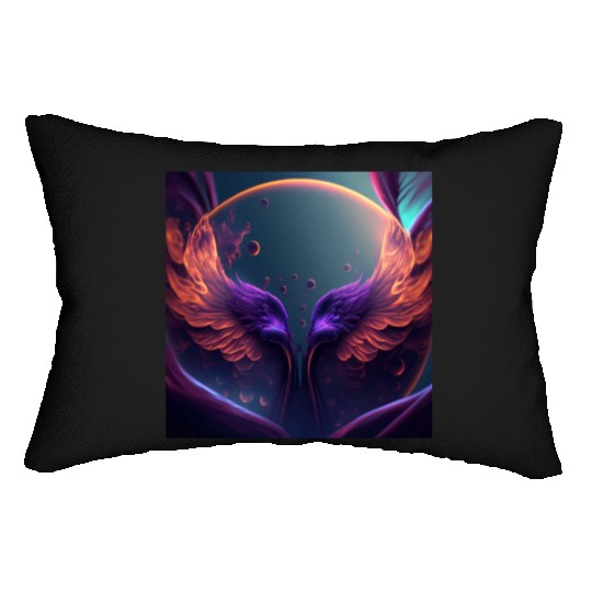 Flaming phoenix wings Lumbar Pillows