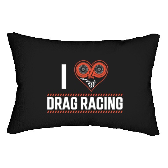 Drag Racing Race Car Heart I Love Lumbar Pillows