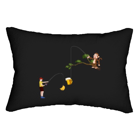 Funny Monkey Fishing Banana - Orangutan Monkey Ban Lumbar Pillows