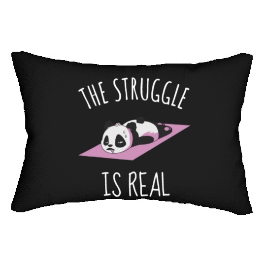 Funny Panda Women Yoga Gym Exercise The Struggle i Lumbar Pillows