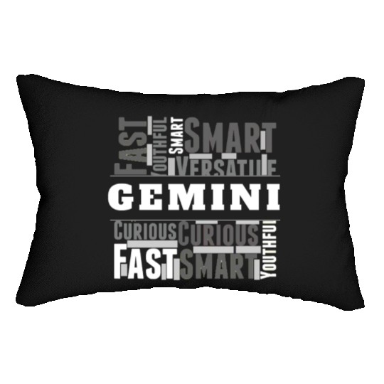 Gemini Zodiac Star Sign Word Cloud Square Monochro Lumbar Pillows