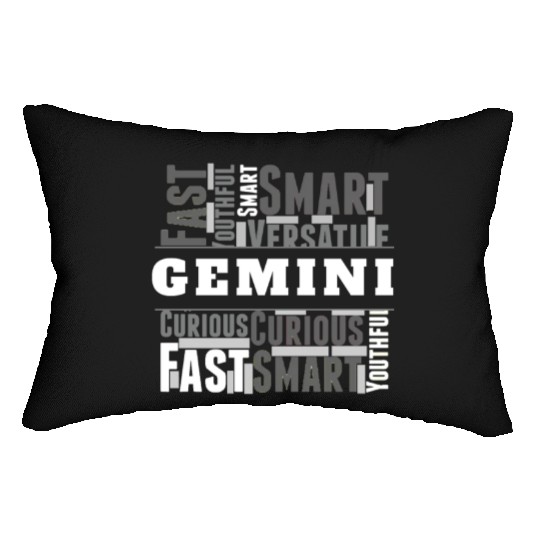 Gemini Zodiac Star Sign Word Cloud Square Monochro Lumbar Pillows