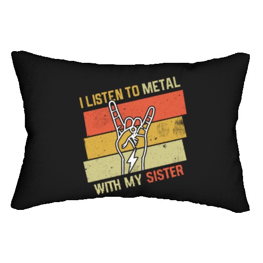 Vintage Metal With Sister Metal Kid Music Lover Lumbar Pillows