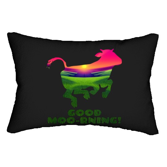 Good Moo-rning! Pop Art Sunrise Leaping Calf Lumbar Pillows
