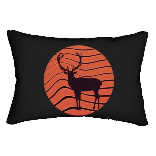 Vintage retro sunset sunrise nature deer funny Lumbar Pillows