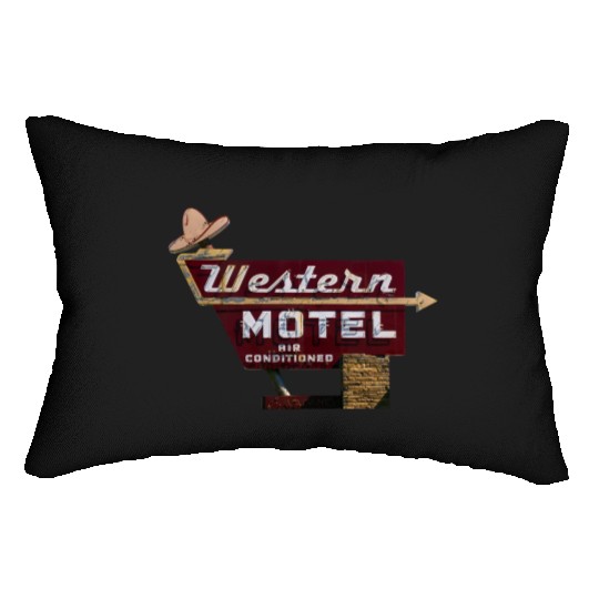 Route 66 Neon Western Motel Bethany Oklahoma Lumbar Pillows