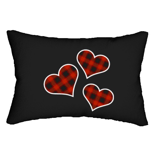 Buffalo Plaid Hearts Lumbar Pillows
