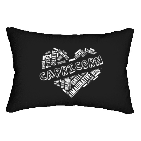 Capricorn Heart Word Cloud Doodle Astrology Zodiac Lumbar Pillows