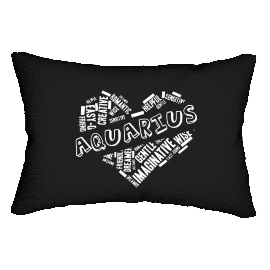 Aquarius Heart Word Cloud Doodle Astrology Zodiac Lumbar Pillows