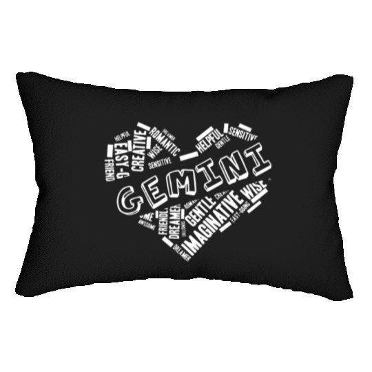 Gemini Heart Word Cloud Doodle Astrology Zodiac St Lumbar Pillows
