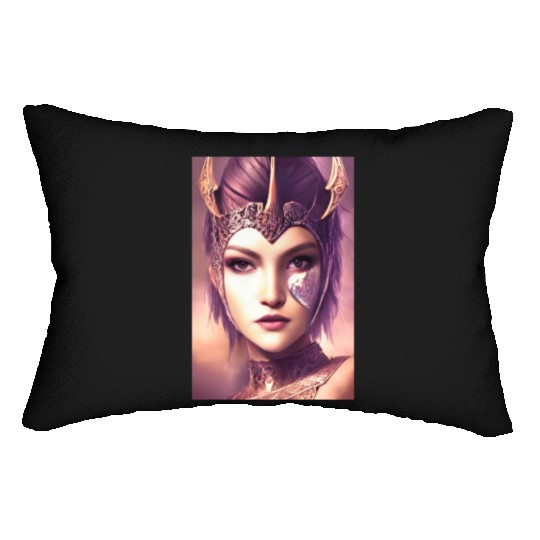 Warrior princess wearing gothic plate dark fantasy Lumbar Pillows