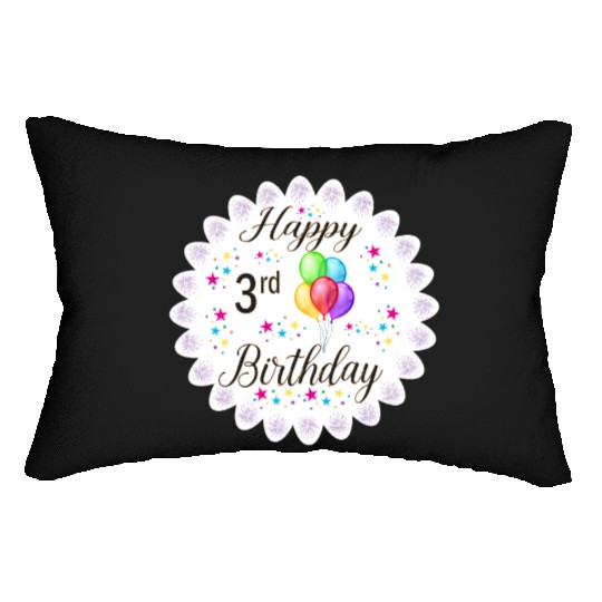 3rd Happy Birthday with Balloon Lumbar Pillows