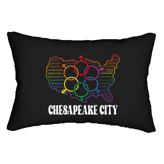 Chesapeake City Pride Month Pride Flag LGBT Commun Lumbar Pillows