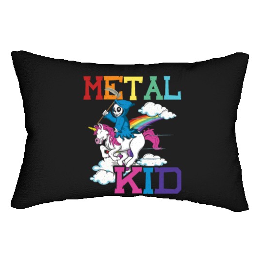 Metal Kid Music Grim Unicorn Rocker Rock Lumbar Pillows