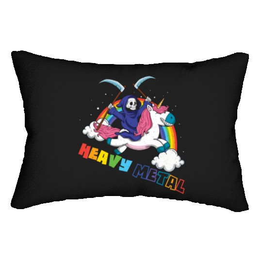 Metal Heavy Unicorn Skeleton Rocker Rock Heavy Lumbar Pillows