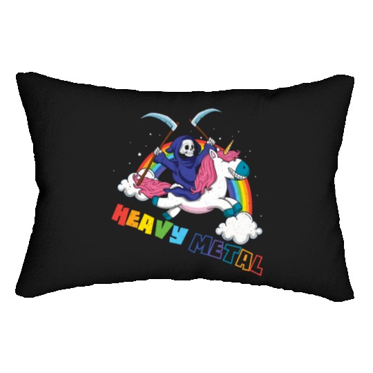 Metal Heavy Unicorn Skeleton Rocker Rock Heavy Lumbar Pillows