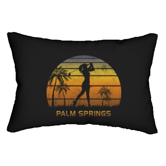 Retro Palm Springs Women's Golf Golfing Fan Lumbar Pillows