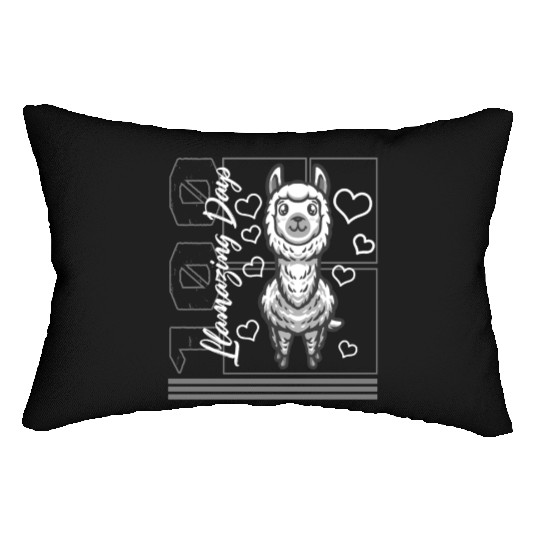 School Lumbar Pillows, 100 LLamazing Days Cute Llama Lumbar Pillows,