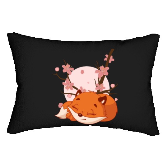 Japanese Fox Cherry blossom Flower sakura kawaii Lumbar Pillows