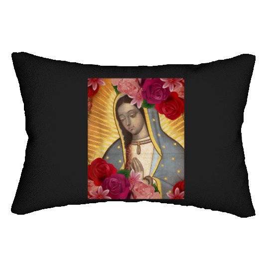 Our Lady of Guadalupe Rose Mexican Catholic Juan D Lumbar Pillows