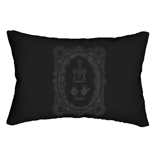 Medal Sacred Heart Immaculate Mary Cath Lumbar Pillows