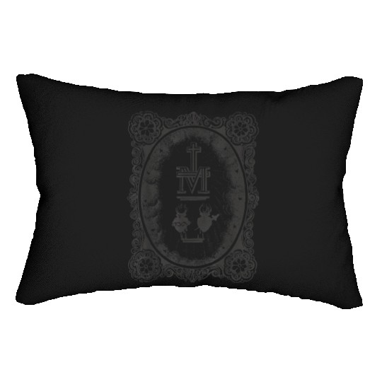 Medal Sacred Heart Immaculate Mary Cath Lumbar Pillows