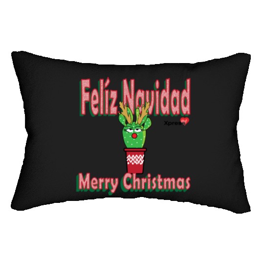 Felíz Navidad Cactus Lady Lumbar Pillows