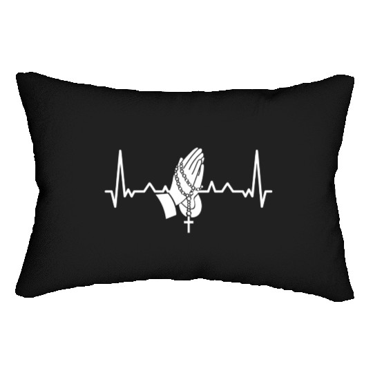 Rosary Heartbeat Prayer Hands Catholic Lumbar Pillows