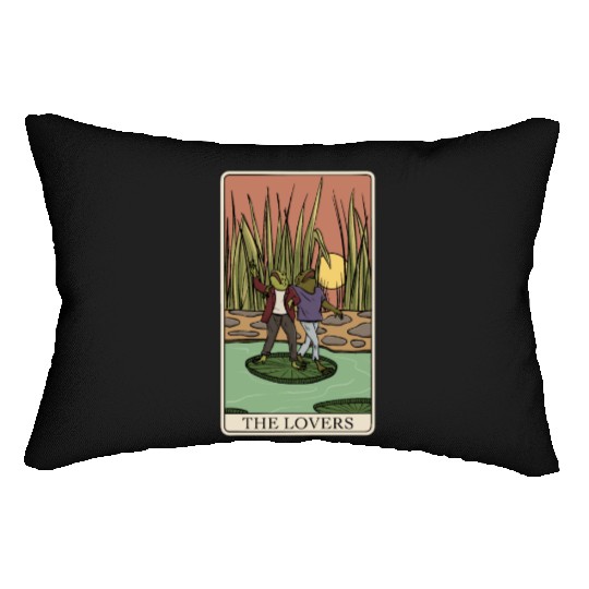 Cottagecore Frog Tarot Card "The Lovers" for a Lumbar Pillows