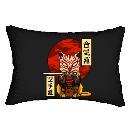 Samurai Cat Lumbar Pillows