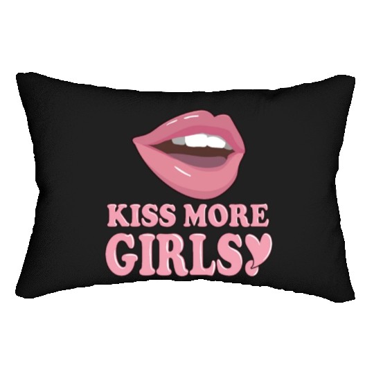Kiss More Girls Sexy Lips Lesbian LGBT Pride Month Lumbar Pillows