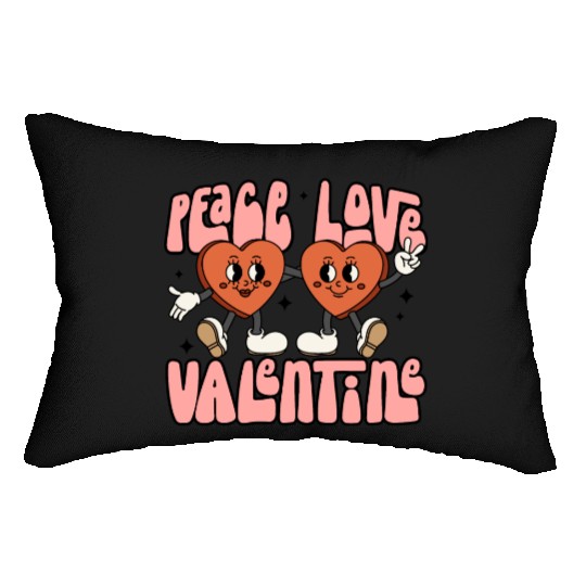 Peace Love Valentine Candy Heart Lumbar Pillows