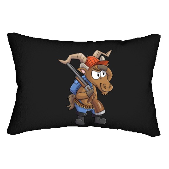 Capricorn hunter / Capricorn with hunting rifle Lumbar Pillows