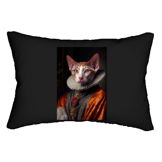 Cornish Rex Prince Cat Breed Portrait Royal Renais Lumbar Pillows