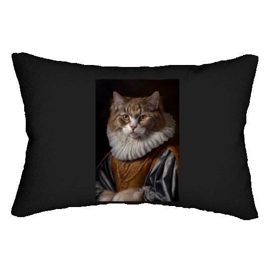 LaPerm Cat Breed Portrait Royal Renaissance Animal Lumbar Pillows