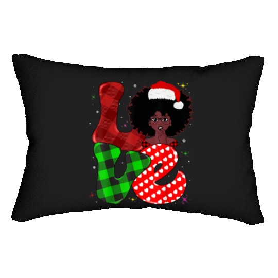 Black African Girl American Melanin Christmas Sant Lumbar Pillows