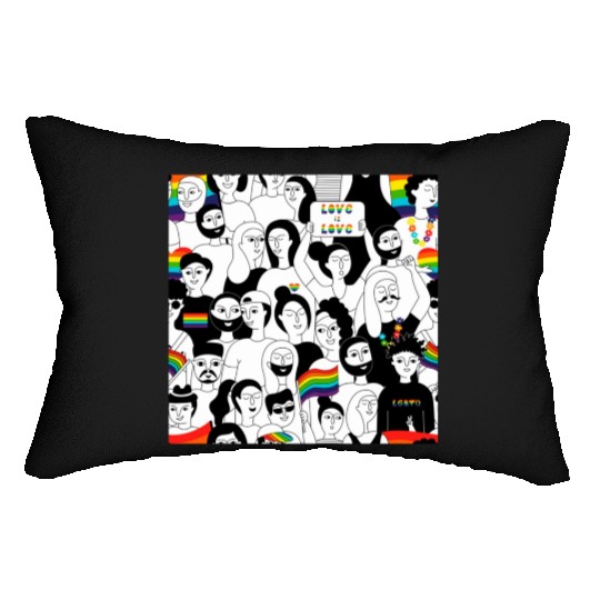 lesbian lgbtq pride valentine day 2023 valentines Lumbar Pillows