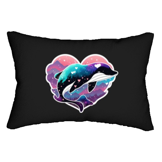 Orca Is My Valentine, Love Hearts Orca Valentines Lumbar Pillows
