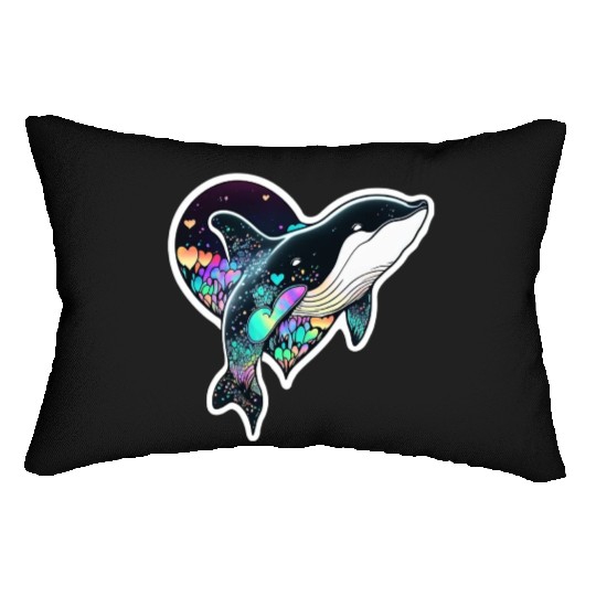 Orca Is My Valentine, Love Hearts Orca Valentines Lumbar Pillows