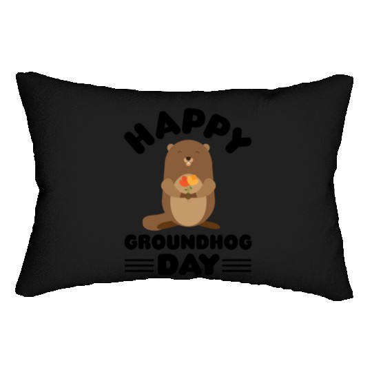Groundhog Day cute print Lumbar Pillows