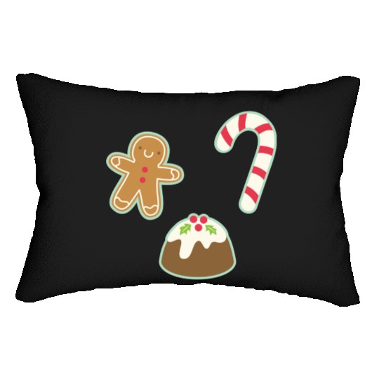 Cute Gingerbread Man Candy Cane and Christmas Lumbar Pillows