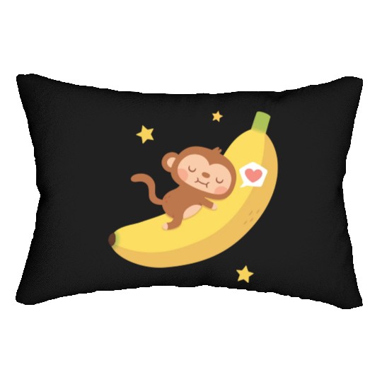 Cute Monkey Hugging Banana Moon Lumbar Pillows