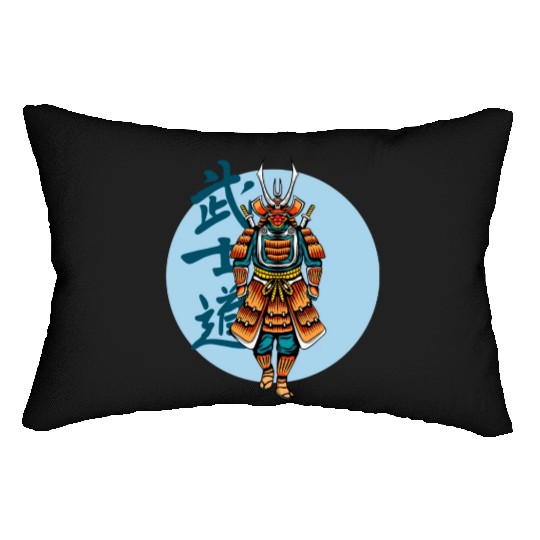 Japanese samurai warrior Bl Moon mask Lumbar Pillows