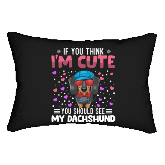 Dachshund Heart Valentine's Day Animal For Womens Lumbar Pillows